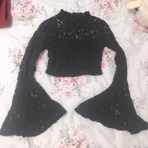 Lace bell sleeve crop top